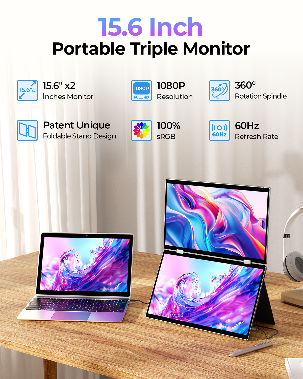 Triple Screen Monitor Portable - Monitor Portable Usb ulasan dan harga