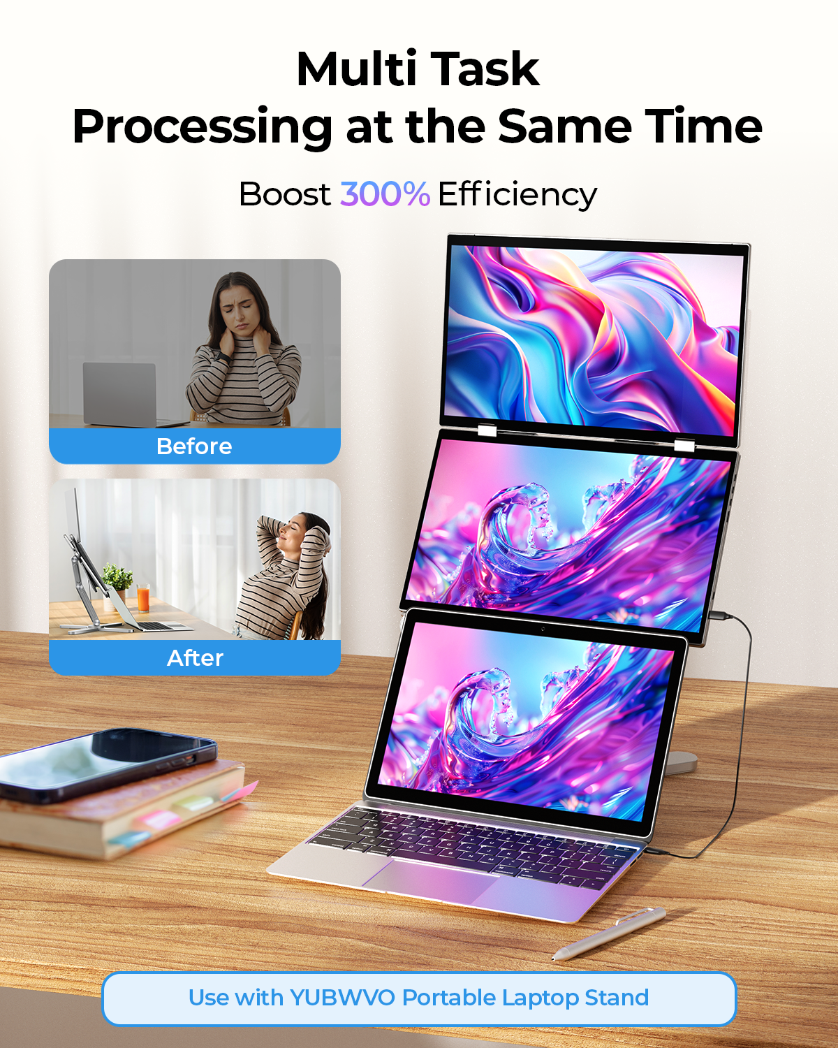 Triple Screen Monitor Portable - Monitor Portable Usb ulasan dan harga
