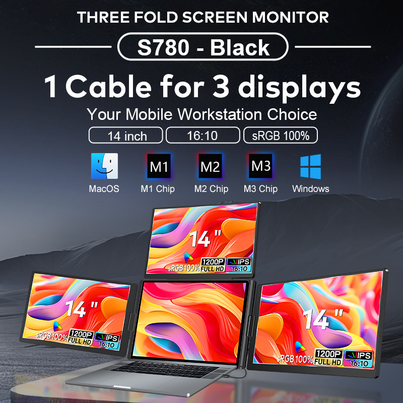 Trifold 360°Rotation 1 Cable f - Monitor Portable Usb ulasan dan harga